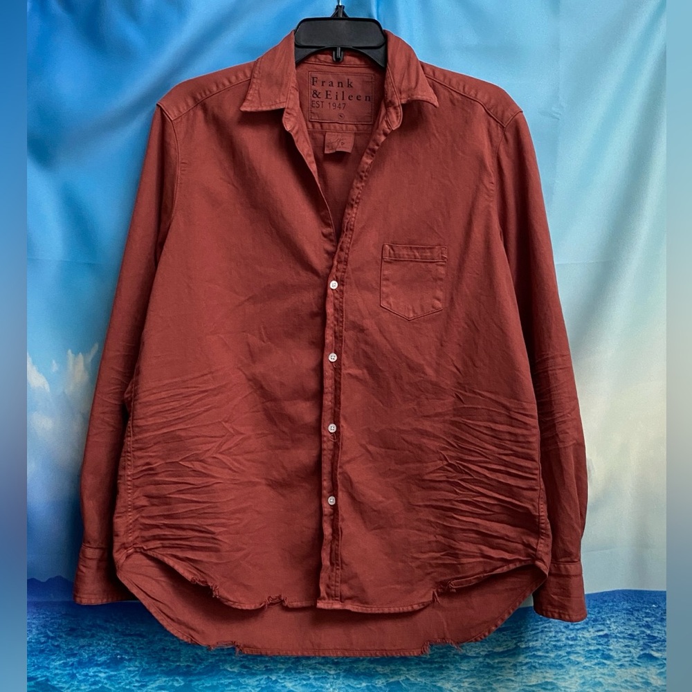 Frank & Eileen Eileen Button-Up Shirt Famous Denim Size: S Rust - Picture 3 of 16